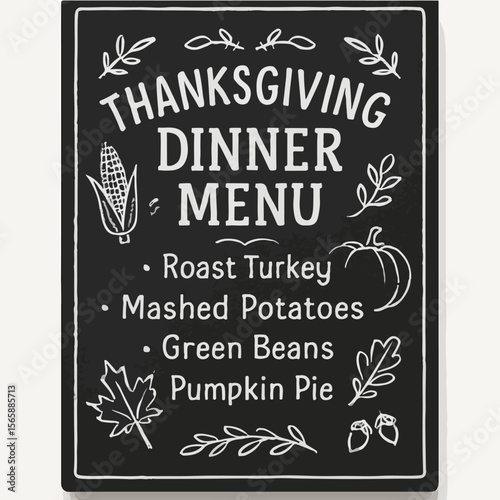 Thanksgiving dinner menu chalkboard sign autumn harvest