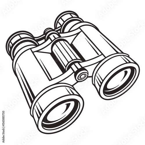 Classic black and white illustration of a pair of binoculars