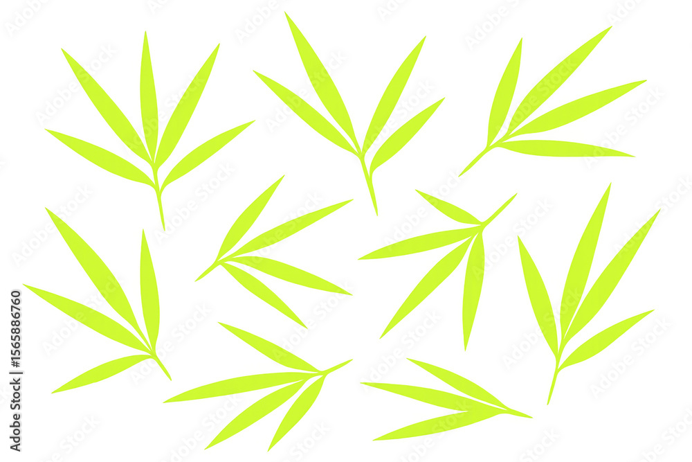 Fototapeta premium Green bamboo leaves forming lush, organic pattern against transparent backdrop, perfect for minimalist graphic design compositions