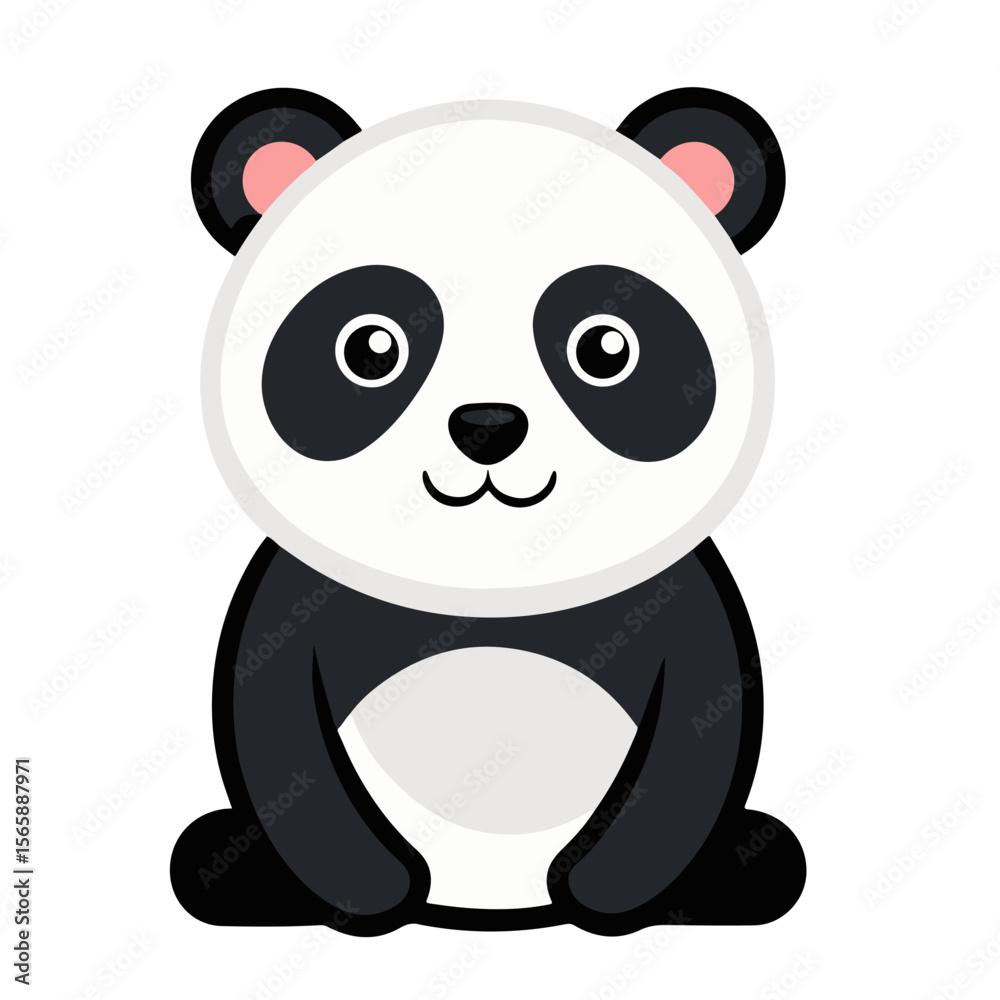 Naklejka premium Cute little panda sitting isolated on white background