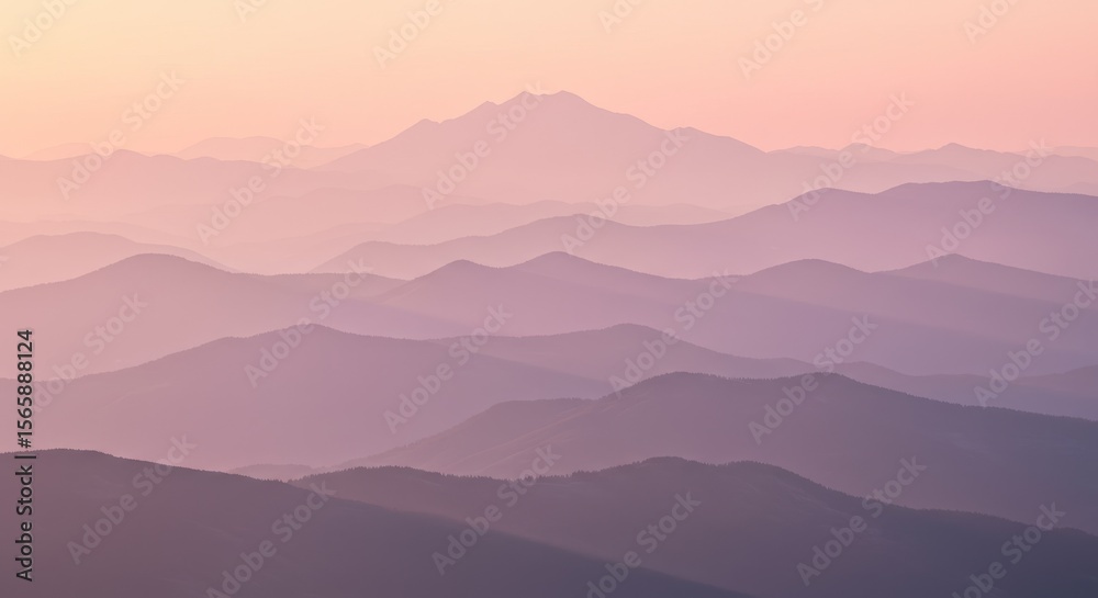 Fototapeta premium Pastel Mountain Range Silhouette at Sunset Beautiful Vista