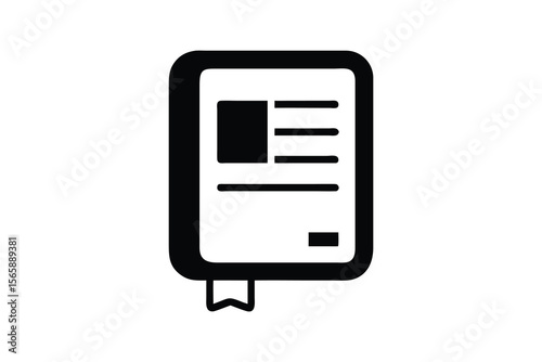 Modern minimalist ebook icon, digital book symbol, simple black and white vector illustration, clean design, knowledge concept, online learning resource,  e-reader interface,  digital publication,  te