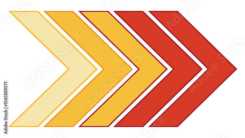 isual Representation of Progress and Forward Movement Through Sequential Chevrons in Gradient Colors