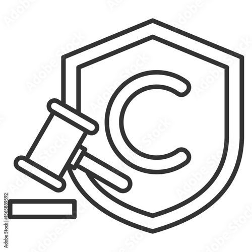 Copyright Outline Icon Element For Design