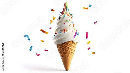 Hyper Realistic Ice Cream Cone Hat with Confetti