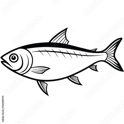 Fish silhouette vector art icon isolated on white, vector illustration