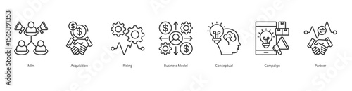 Growth Business Framework Icon Set Collection Concept With Icon Of Mlm, Acquisition, Rising, Business Model, Conceptual, Campaign, Partner