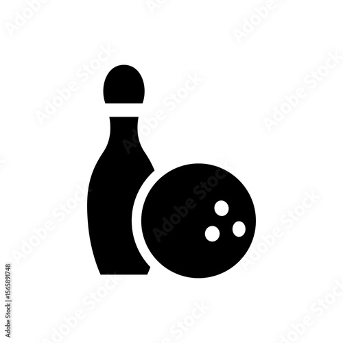 Bowling Pin and Ball Icon Simple Vector Graphic for Games and Sports Designs