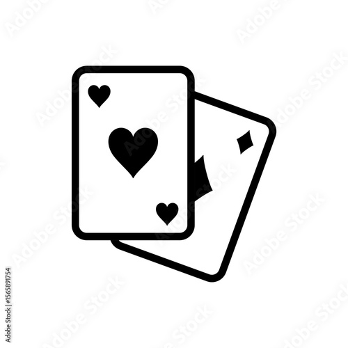 Playing Cards Icon Hearts and Diamonds Suit Vector Illustration