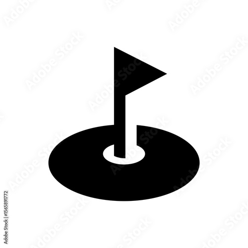 Golf Course Hole Icon Simple Black and White Vector Illustration