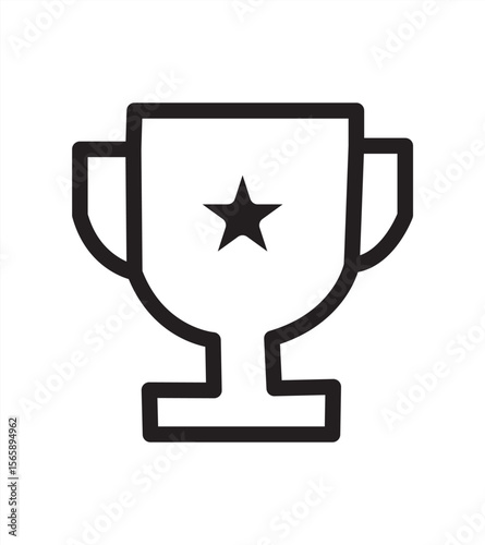 winner trophy line art vector icon, white background, vector illustrator