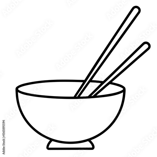 Chopsticks and Bowl  Traditional Lunar Festival Symbols for Graphic Design