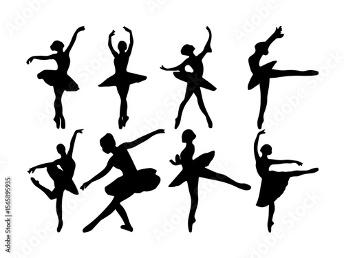 Silhouettes of Graceful Ballet Dancers in Elegant Poses