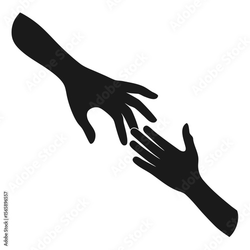 Reaching Out A Silhouette Illustration of Helping Hands