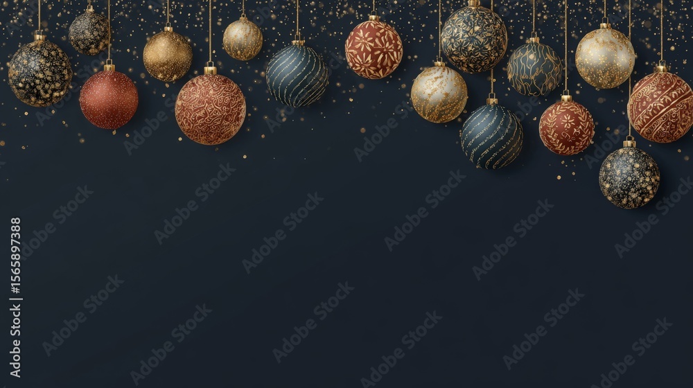 Fototapeta premium Beautiful luxury christmas balls banner