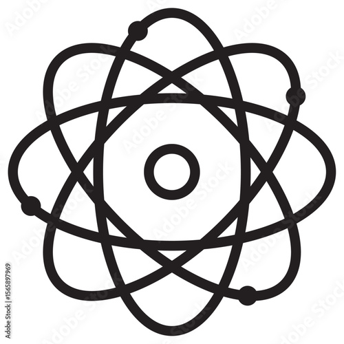Atom scientific icon vector illustration isolated sign
