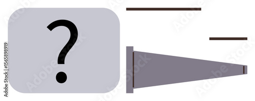 Large question mark near a funnel, symbolizing analysis, filtering, decision-making, data flow, and solutions. Ideal for concepts in research, problem-solving, focus hierarchy clarity