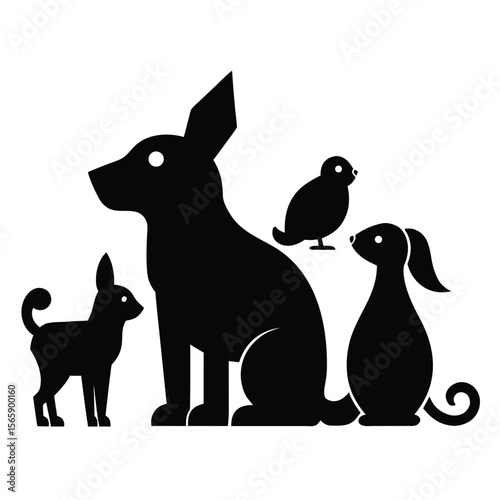 Adorable Pet Pals Dog, Chick, and Rabbit Silhouettes