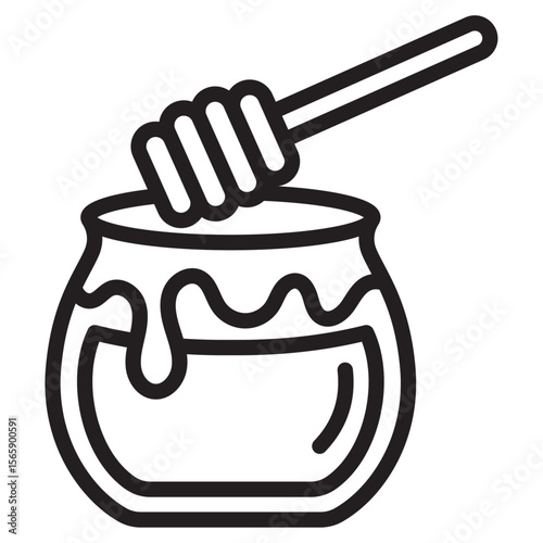 Honey jar with dipper icon vector illustration isolated sign