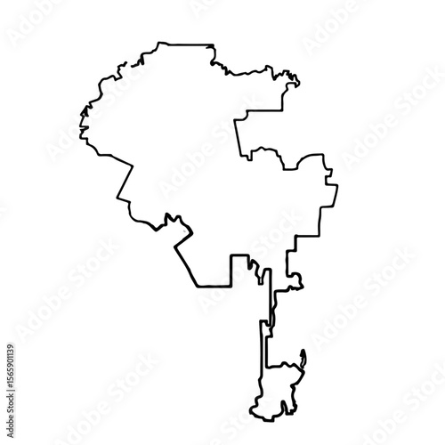 Los Angeles City Map – Black Silhouette of California’s Largest City with Coastal Outline on a transparent background 