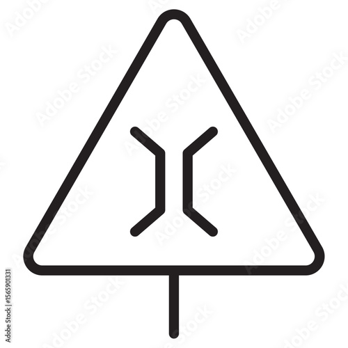 Narrow bridge ahead icon vector illustration isolated sign