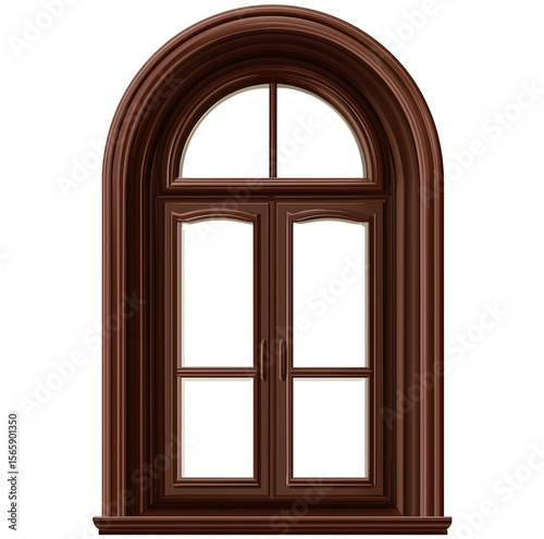 wooden window isolated on white background