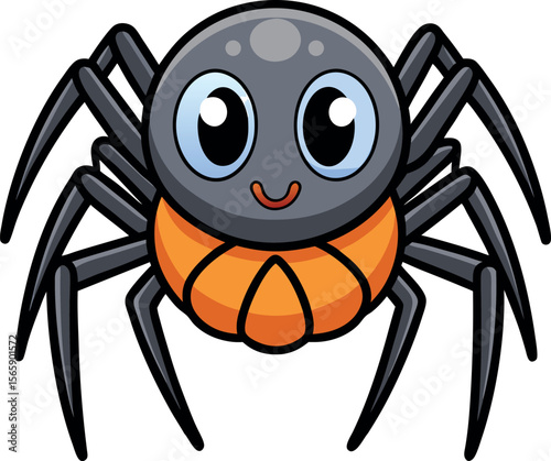 Cute cartoon spider with big eyes and a friendly smile
