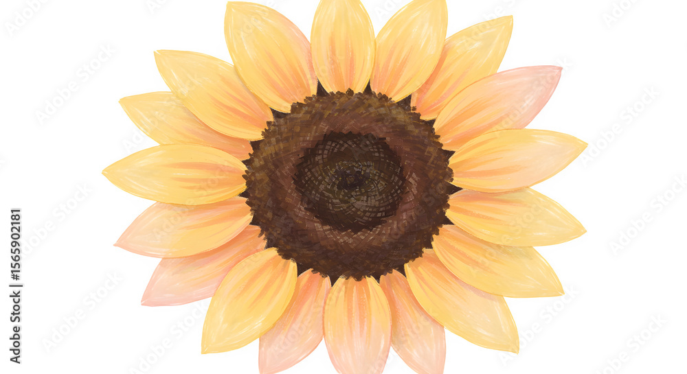 Fototapeta premium Vibrant Painted Sunflower in Soft Pastel Hues