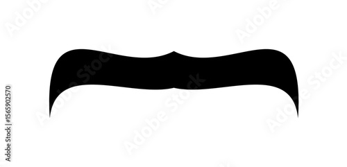 A black, stylized moustache graphic is centered on a white background.