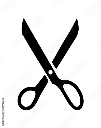 Simple black and white illustration of a pair of scissors.