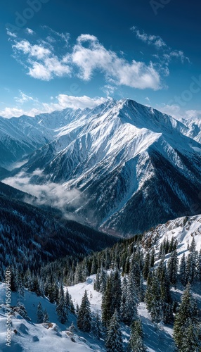 Snowy mountain peaks and valley (1)