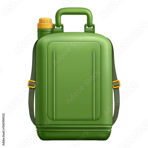 Backpack sprayer tank with handle and adjustable straps for easy carrying and efficient spraying in green color