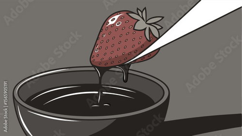 strawberry dipped in chocolate sauce dark bowl