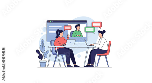 Illustrating Remote Team Collaboration and Communication Through Virtual Meetings and Online Discussions Effectively