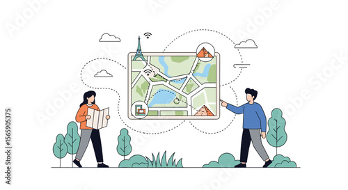 Exploring new destinations planning your next great adventure with a detailed map and navigation assistance for an exciting journey