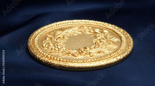 Golden embossed diploma seal with intricate details, symbolizing academic achievement and prestige
