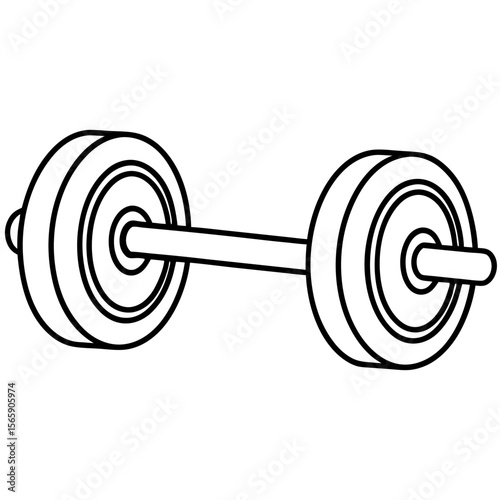 Simple black and white line drawing of a barbell with weight plates