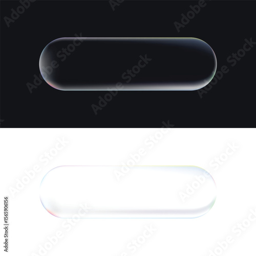 Shimmering Liquid Glass Button in Round Shape on Black White