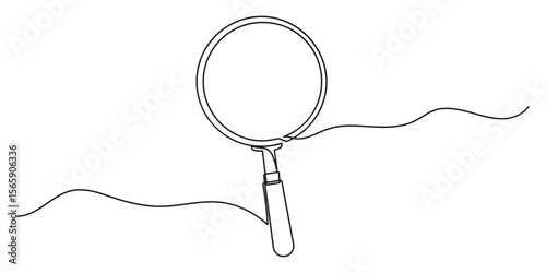 Magnifying glass. Continuous one line drawing of magnifying glass. Concept of Business analysis in simple outline style Vector illustration