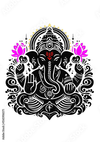 lord ganesha symbol icon in black silhouette