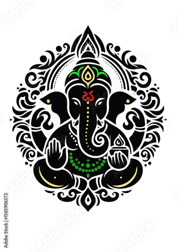 lord ganesha symbol icon in black silhouette