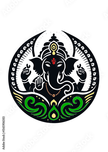 lord ganesha symbol icon in black silhouette