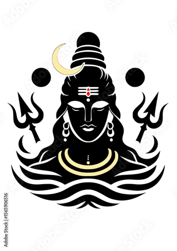 lord Shiva symbol icon in black silhouette