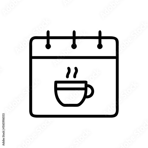 Coffee Break on Schedule: An artistic representation of a coffee cup within a calendar, elegantly portrays the concept of a scheduled coffee break in simple lines.