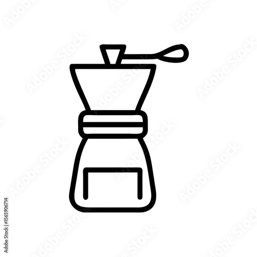 Simple Coffee Grinder Illustration: A minimalist line drawing captures the essence of a manual coffee grinder, highlighting its elegant form and essential functionality. 