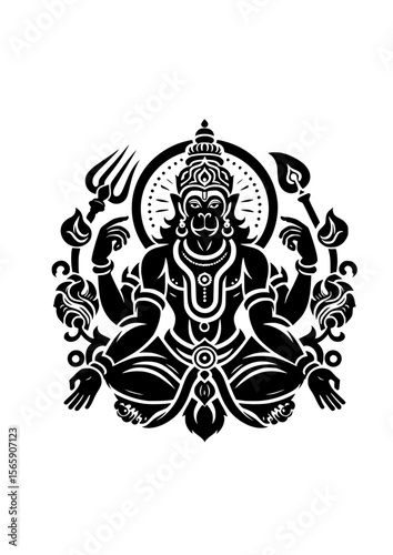 lord hanuman symbol icon. lord hanuman black silhouette 