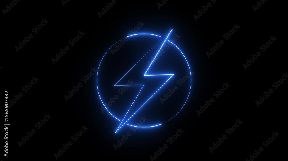 Neon Energy icon animation on black background. Glowing Power lightning bolt motion graphics. Battery charging power 4k video footage. Neon Energy icon animation on black background. Glowing Power lightning bolt motion graphics. Battery charging power 4k video footage.