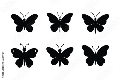 set of vector butterflies