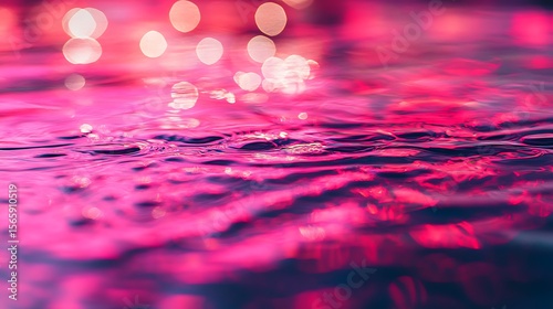 A vibrant mix of neon red and pink waves glowing across a digital surface pulsating in rhythm with soft light reflections