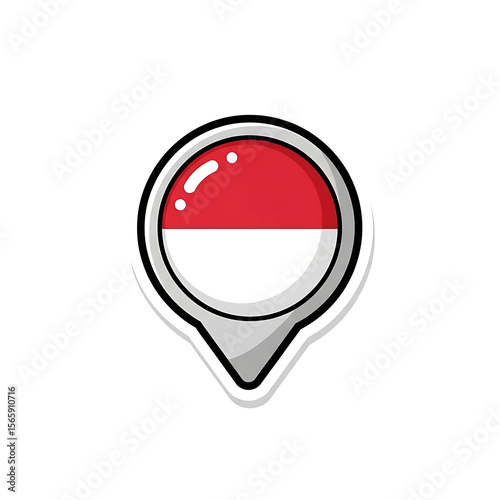 Free Download Indonesian Flag Pin Icon with Glossy Effect and Black Outline. - GFXLoad